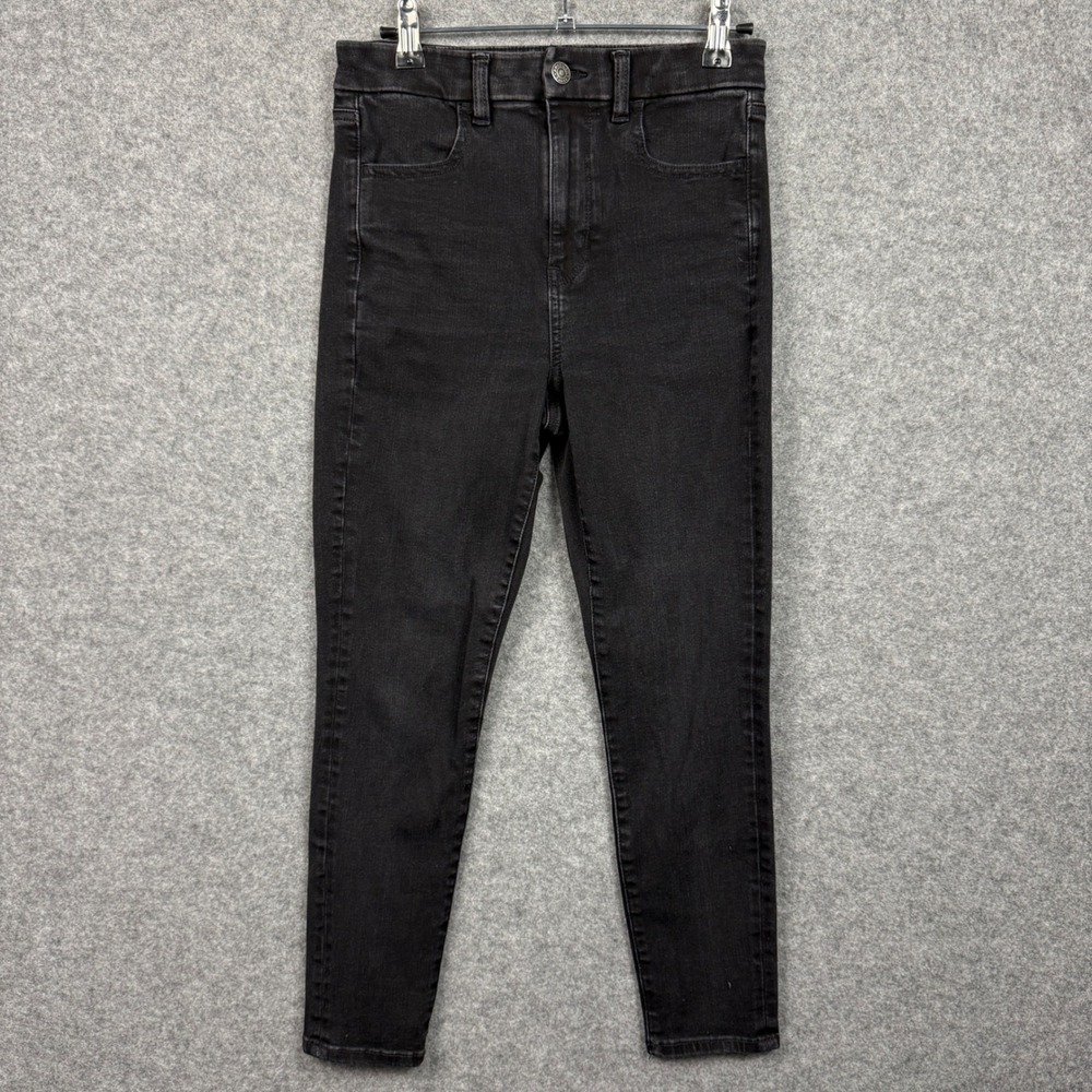 American Eagle Curvy Super Hi Rise Jegging Black Wash Womens Size 4
